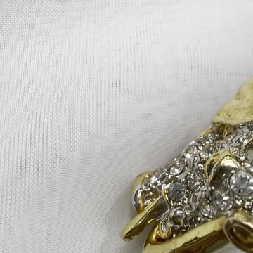 Two Tone 3.5” x 0.75” Elephant Shoulder Pin. Made with Swarovski Crystal