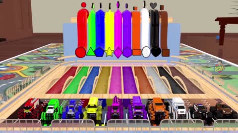 Monster Street Vehicles on Color Sliders - Vehicles Coloring Games Vehicles Parking Games