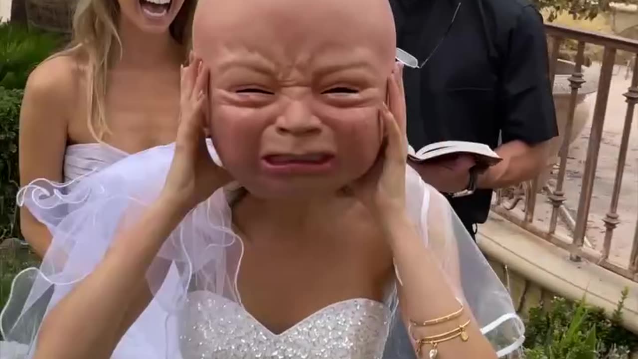 Bride Puts a Freaky Mask to Scare Husband.hd