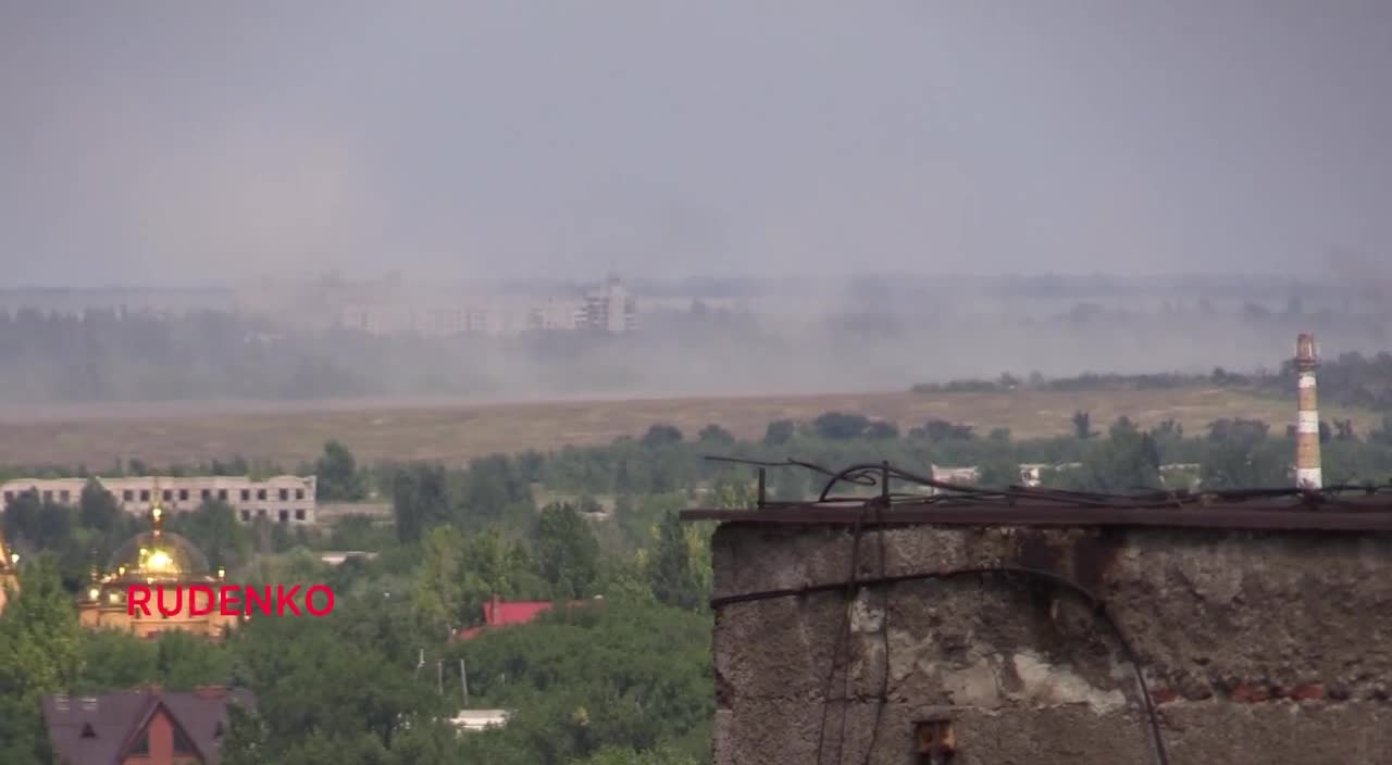 Russian artillery destroys the fortified area of the Nazis.