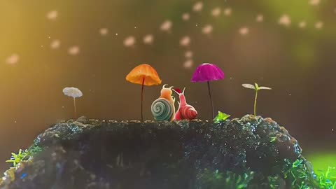 Lovebirds, beautiful snail, relaxing music