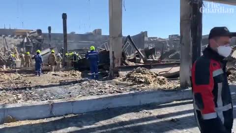 Rescuers search wreckage of Ukrainian shopping centre for bodies and survivors