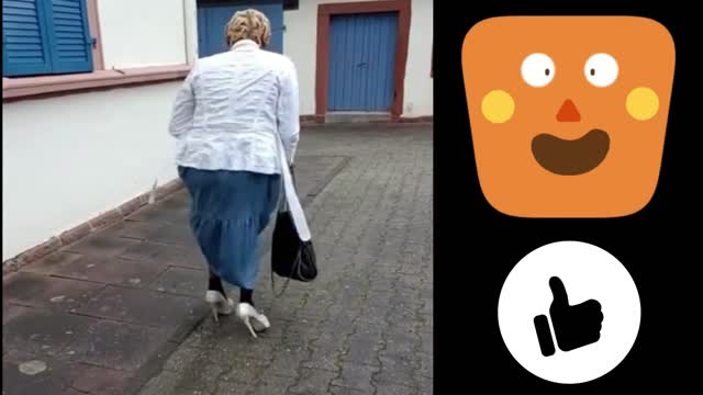 Funny video woman try to walk in high heels sandals