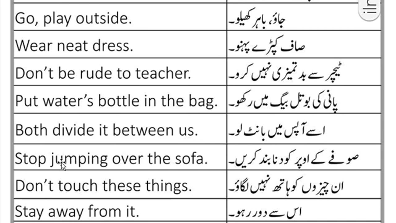 English learning to urdu