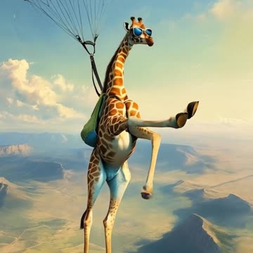 Giraffe on parachute