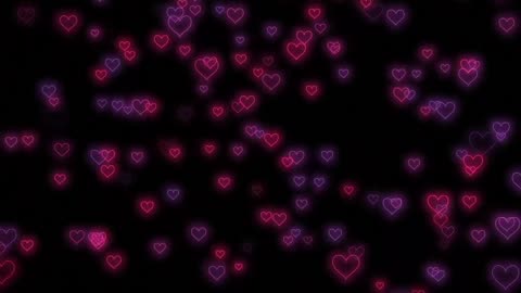 113. Flying Heart💜💖Heart Background Neon Light Love Heart Background Video Loop