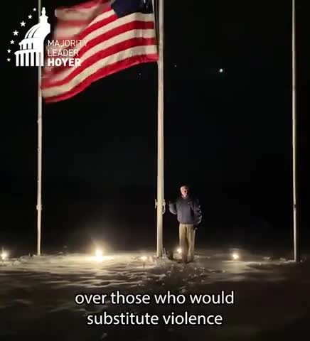 House Majority Leader Steny Hoyer Raises Flag To Celebrate Victory Of Democracy Over 1/6 Rioters
