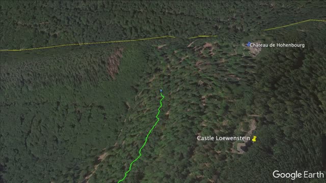 Google Earth Fly-by of the Four Castle Hike on the French and German Border