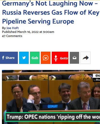 Germany’s Not Laughing Now – Russia Reverses Gas Flow of Key Pipeline Serving Europe