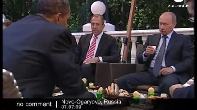 Obama, Putin and Lavrov sip a Russian tea in the garden