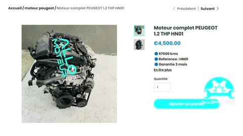 ALLOMOTEUR.COM - Moteur complet PEUGEOT 1.2 THP HN01