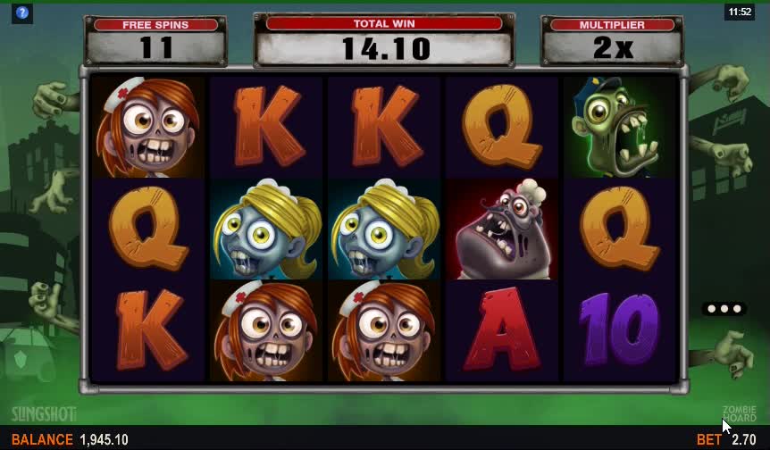 Zombie Hoard Scores on 19 Free Spins