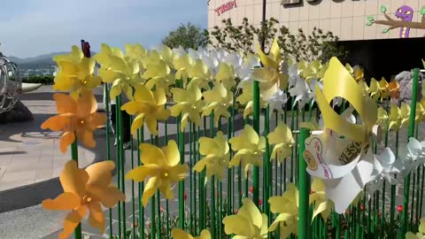 A pinwheel spinning in the wind