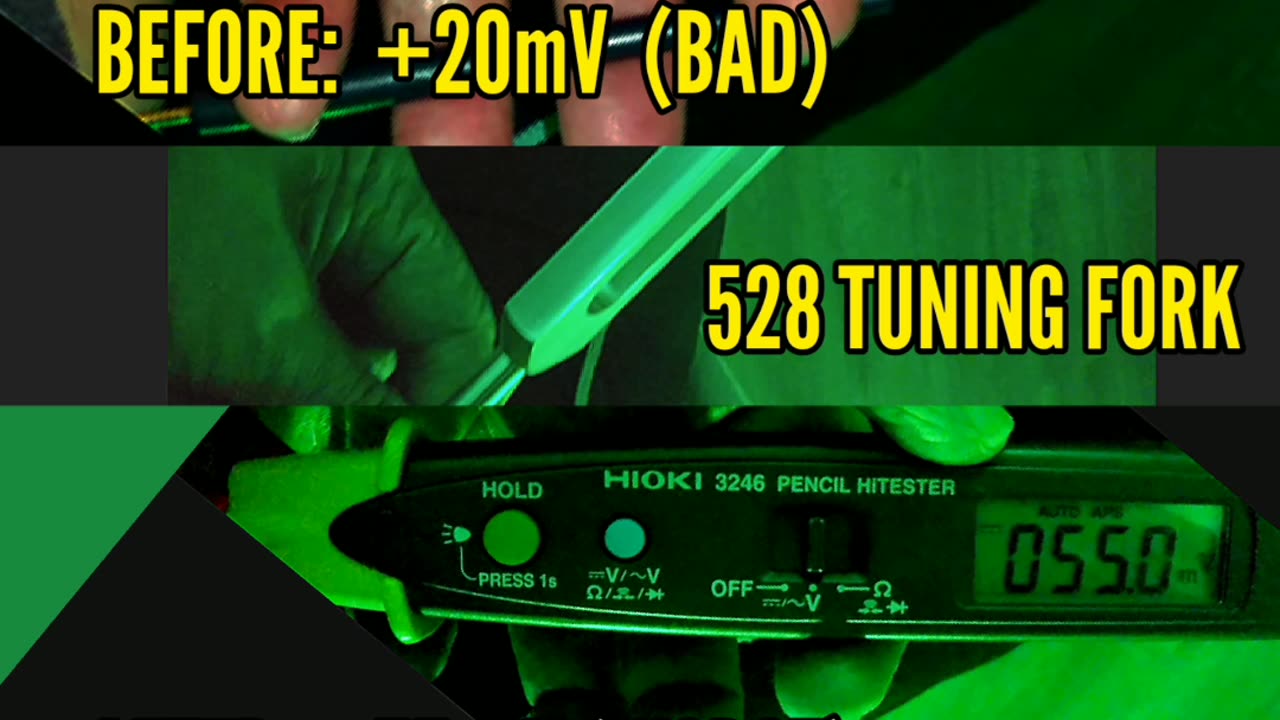 528 Hz Tuning Fork Sonic Therapy Instrumented Results by Voltage