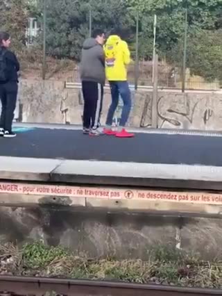 Disabled French boy is robbed by migrant on busy train platform everyone pretends they can't see it