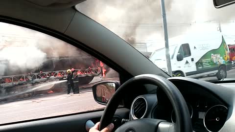 Collective Bus in Flames.