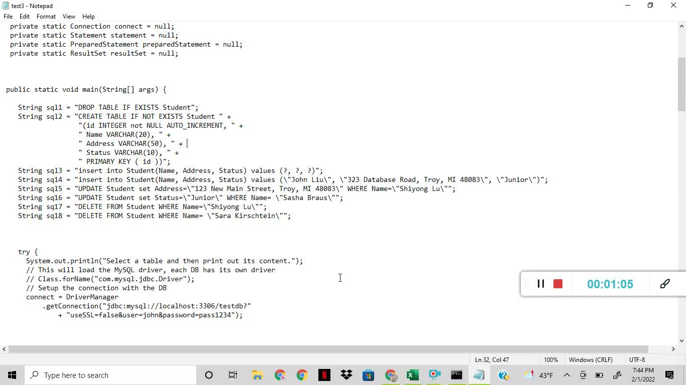 Exercise 3 CSC 4710