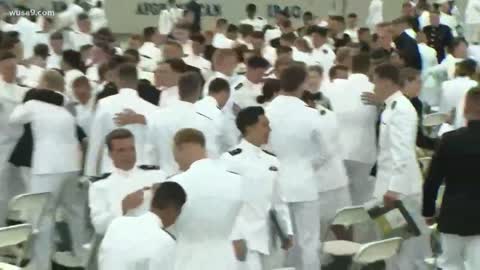 U.S. Naval Academy Graduation 2021 Hat Toss