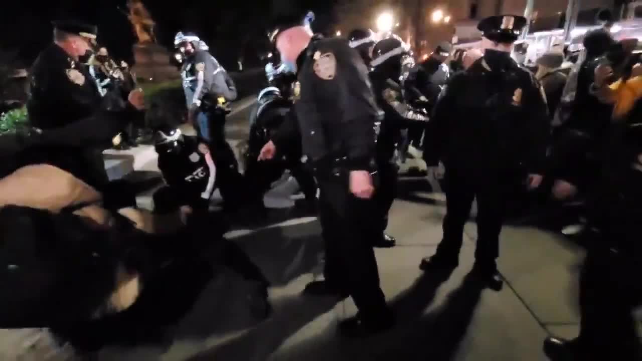 Chaos in NYC as Protestors Attack Police and Vandalize Statues Near Columbus Circle