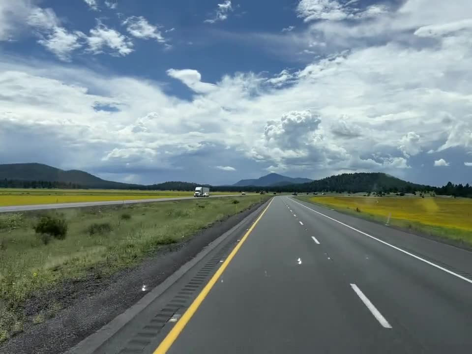 Driving on top of a mountain in Arizona