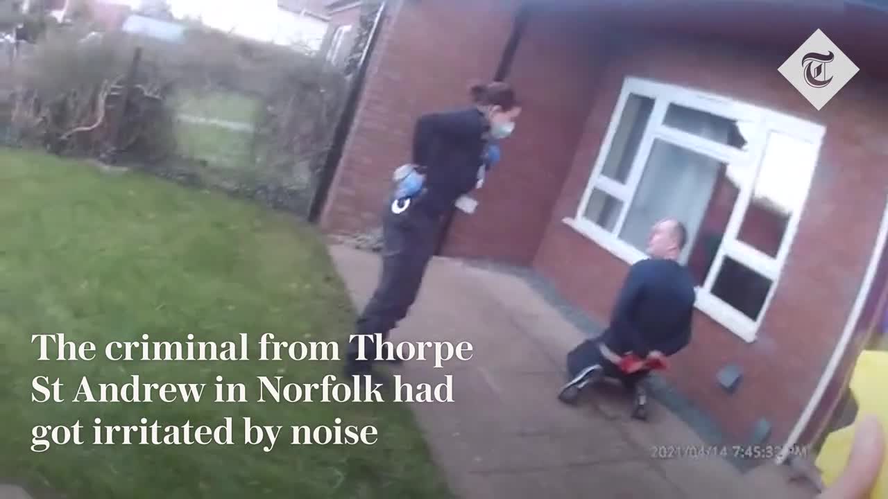 Watch: Moment man who fatally stabbed neighbour over noise arrested