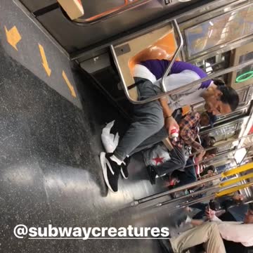 Man pony tail whip cream subway train