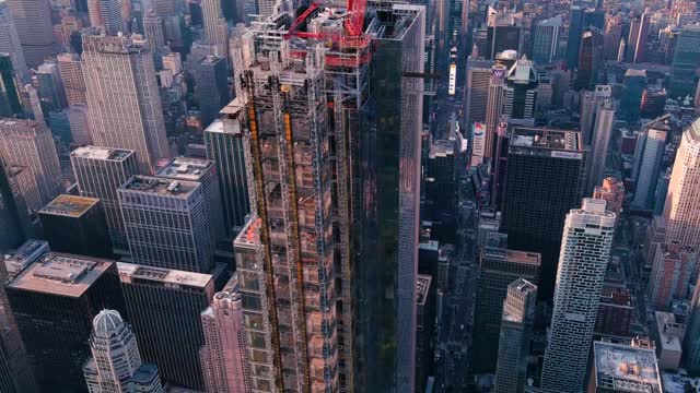 Central Park NY, drone fly view.