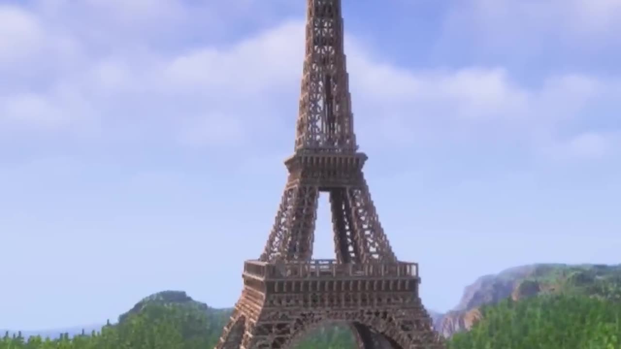 Minecraft eiffel tower build time-lapse