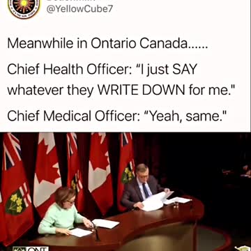 Canada's "Chief Health + Medical Officers" Admits To Reading A Script
