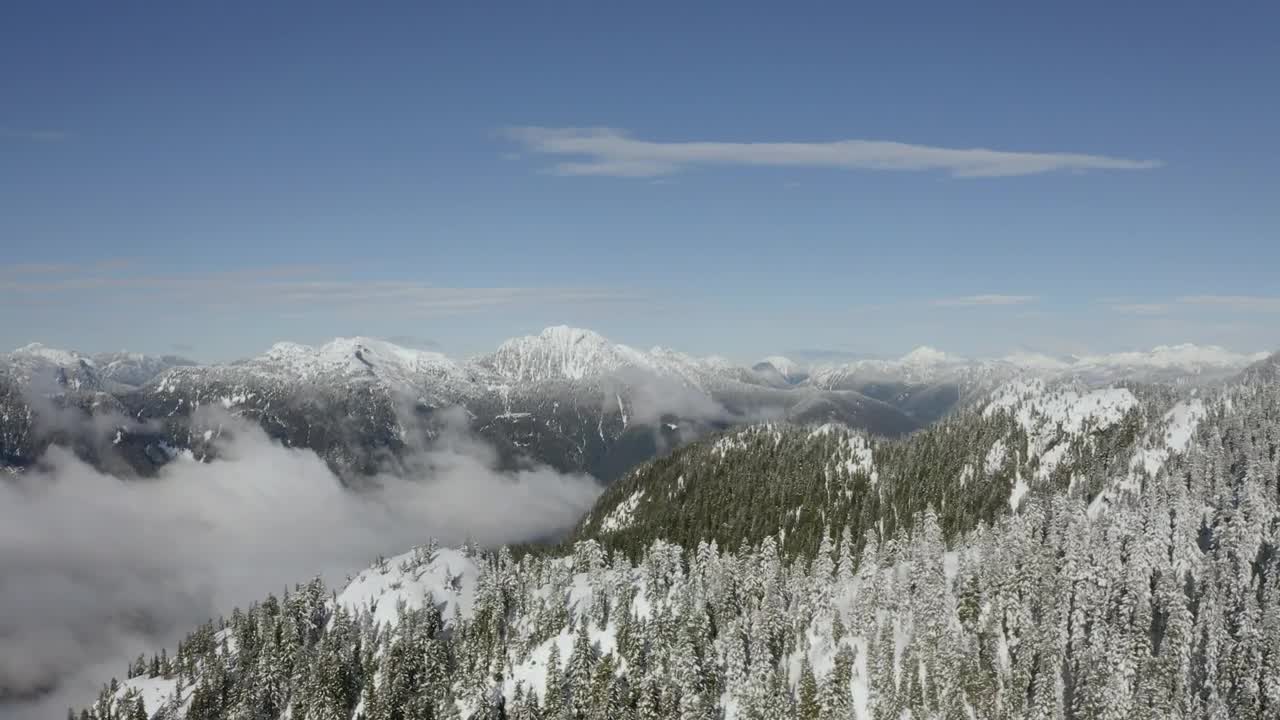 Beautiful landscape of snowy mountains, aerial