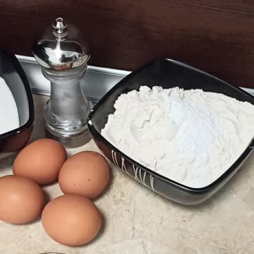 Mixing baking soda with flour