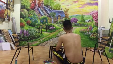 LUU DINH TUAT Paints in his Studio