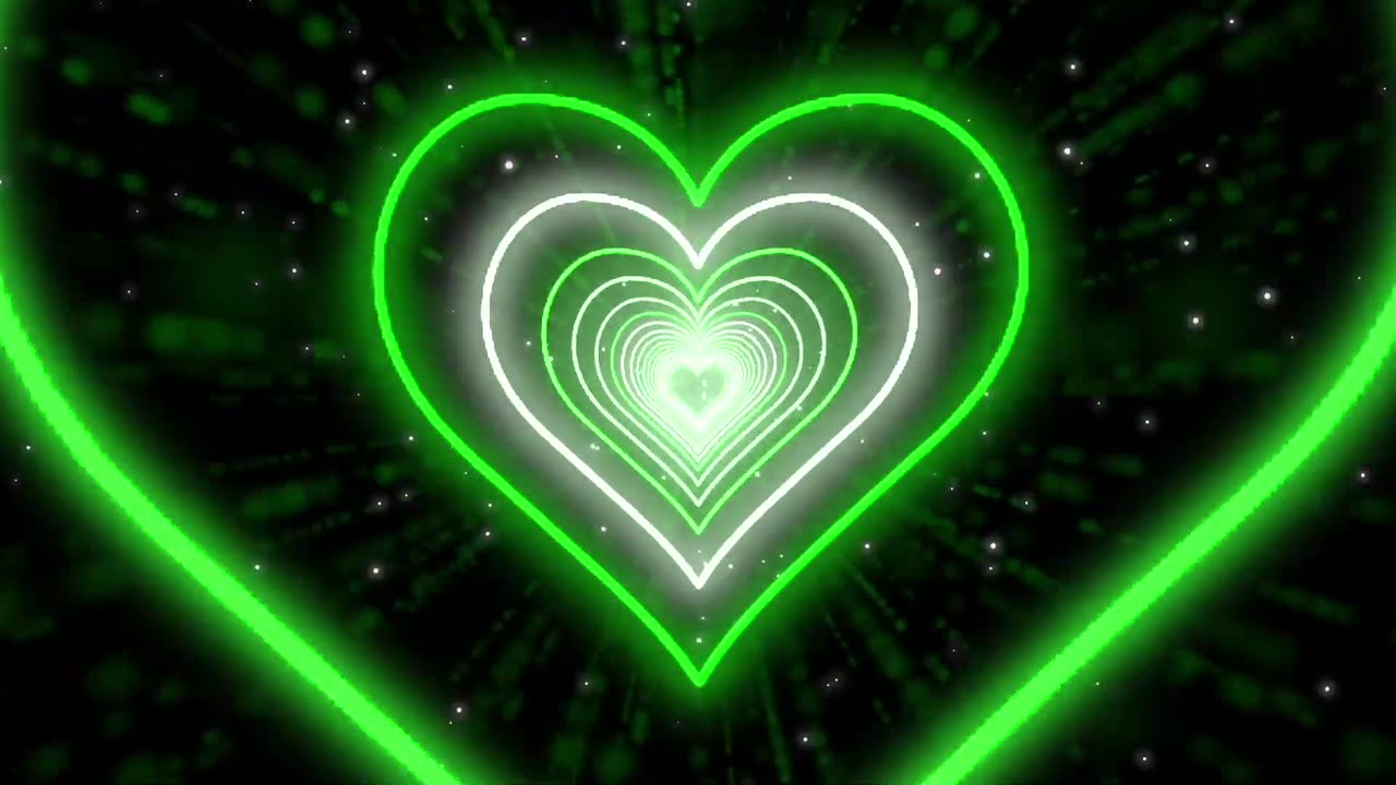 225. Heart Tunnel💚Heart Background Neon Heart Heart
