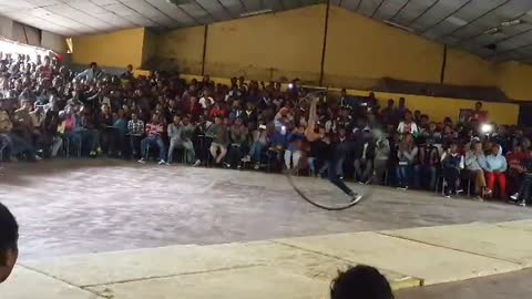 An Ethiopian Guy Performing Amazing Circus in front of Audience