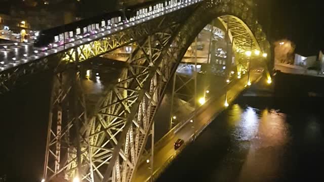 Dom bridge porto portugal at night
