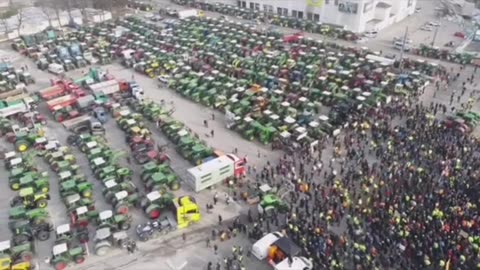Один из центров забастовки аграриев в немецком городе Аугсбург.