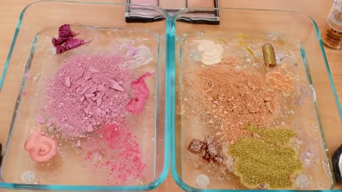 Mixing Makeup Eyeshadow Into Slime ! Pink vs Gold Special Series Part 23 Satisfy