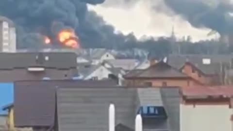 Fire in Bucha, Kyiv region.