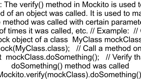 Mockito what does verify method do