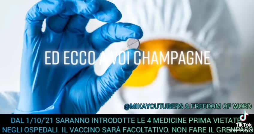 Video tic toc in Italian announcing end of vaccination in Italy from October 1