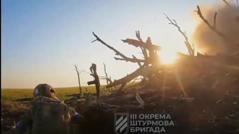 Russian Artillery Strike Sends Rifle Flying