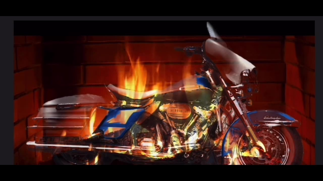 Cozy fire with ghosted Ducati