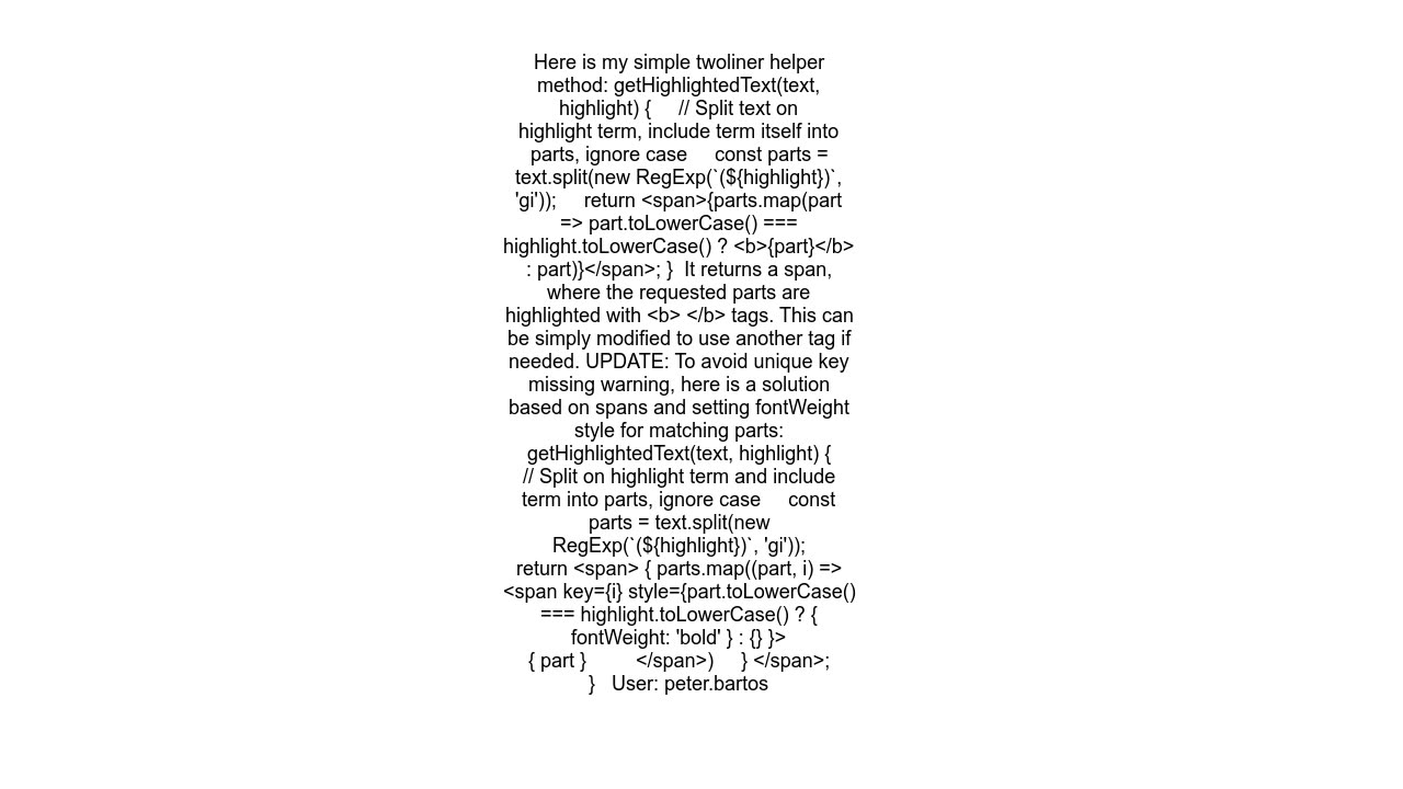 Highlight text using ReactJS