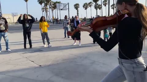 Police couldn’t stop her from playing Coffin Dance on Violin