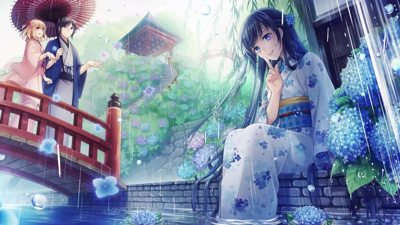 Music Anime Sad & Rain Sound for Stress Relief - Piano Music, Relaxing Music, Meditation Music