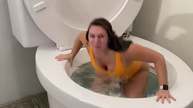 Jumping into Worlds Largest Toilet #shorts