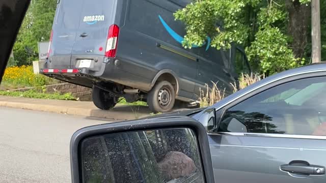 Runaway Van Rolls Off Road