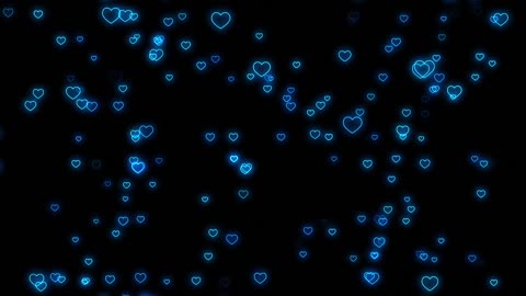 086. Flying Heart💙Blue Heart Background Neon Light Love Heart