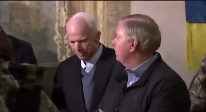 Lindsey Graham, John McCain visiting AZOV (NAZI) Battalion & Ukrainian troops in Dec of 2016.