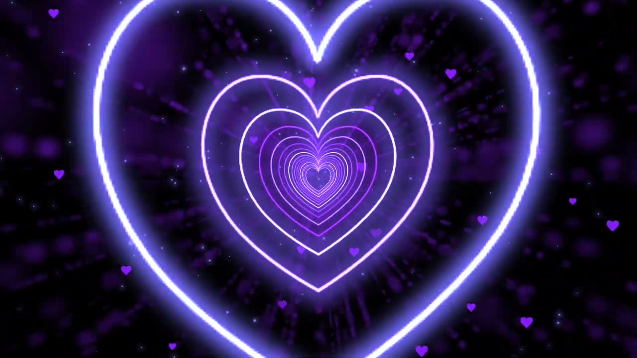 859. Neon Heart Tunnel Bg Animation Beautiful💜Purple Heart Background Heart